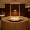 Smooth Pebble Grain Desert Sand Upholstered Banquette | Architectural Fabrics