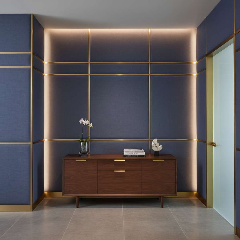 Aarden - Indigo Dusk Silicone Hybrid Upholstered Wall Panel | Architectural Fabrics