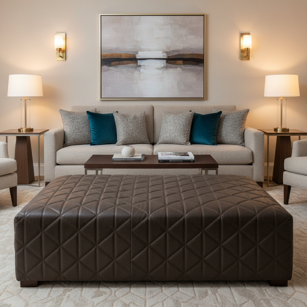 Tres Palmas - Dk. Espresso Upholstered Ottoman | Architectural Fabrics