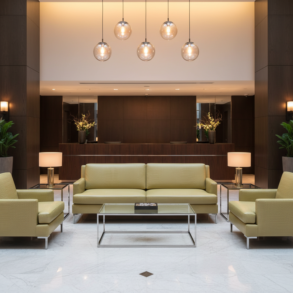 Embossed Reptile Skin Pale Olive Upholstered Sofa | Architectural Fabrics