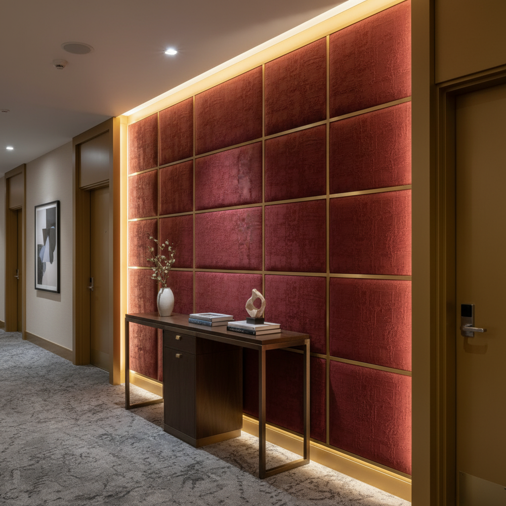Turf Bay - Cherry Upholstered Wall Panel | Architectural Fabrics
