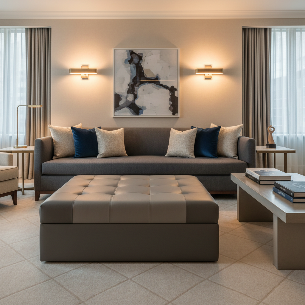 Dale City Peaceful Upholstered Ottoman | Architectural Fabrics