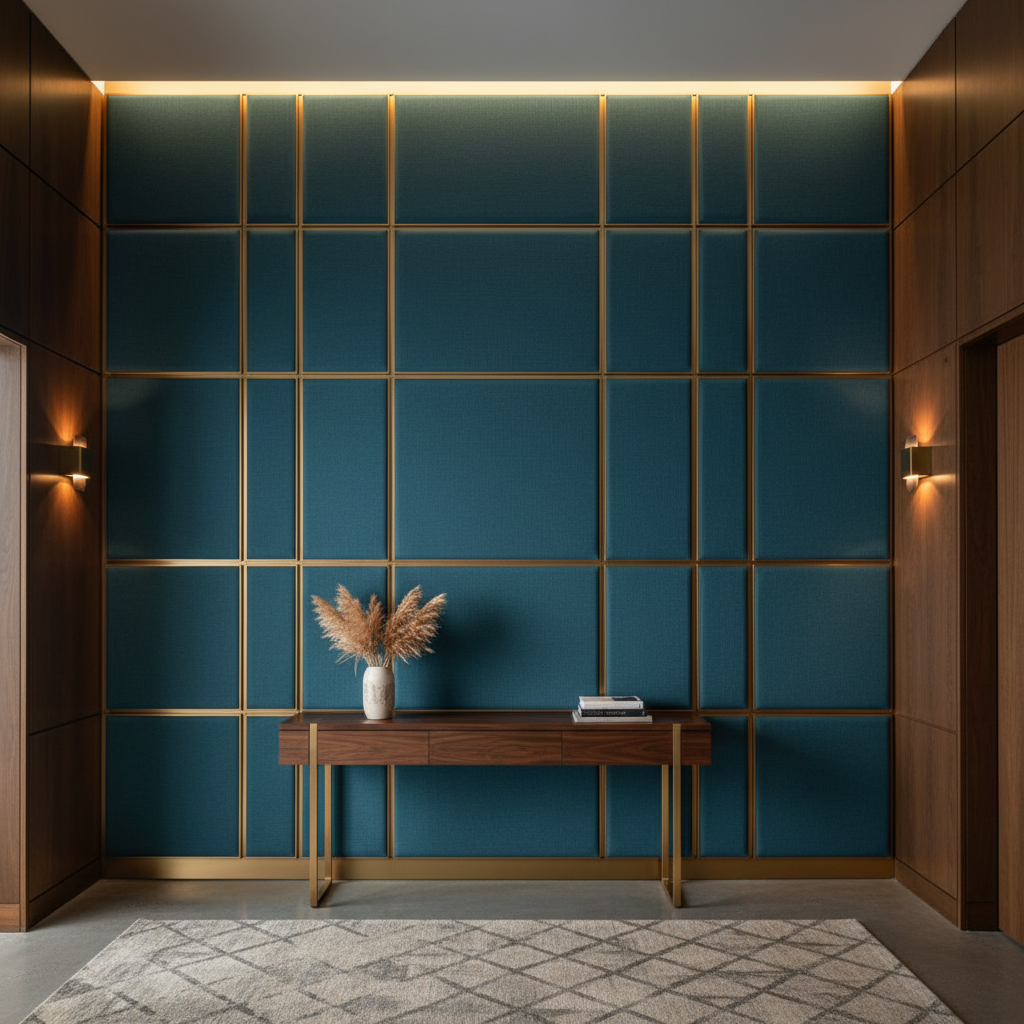 Subtle Velvet Texture Deep Teal Upholstered Wall Panel | Architectural Fabrics