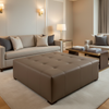 Smooth Matte Texture Rich Umber Upholstered Ottoman | Architectural Fabrics