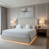 Subtle Textured Surface Soft Ivory Upholstered Headboard | Architectural Fabrics