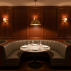 Smooth Pebble Grain Dark Taupe Upholstered Banquette | Architectural Fabrics