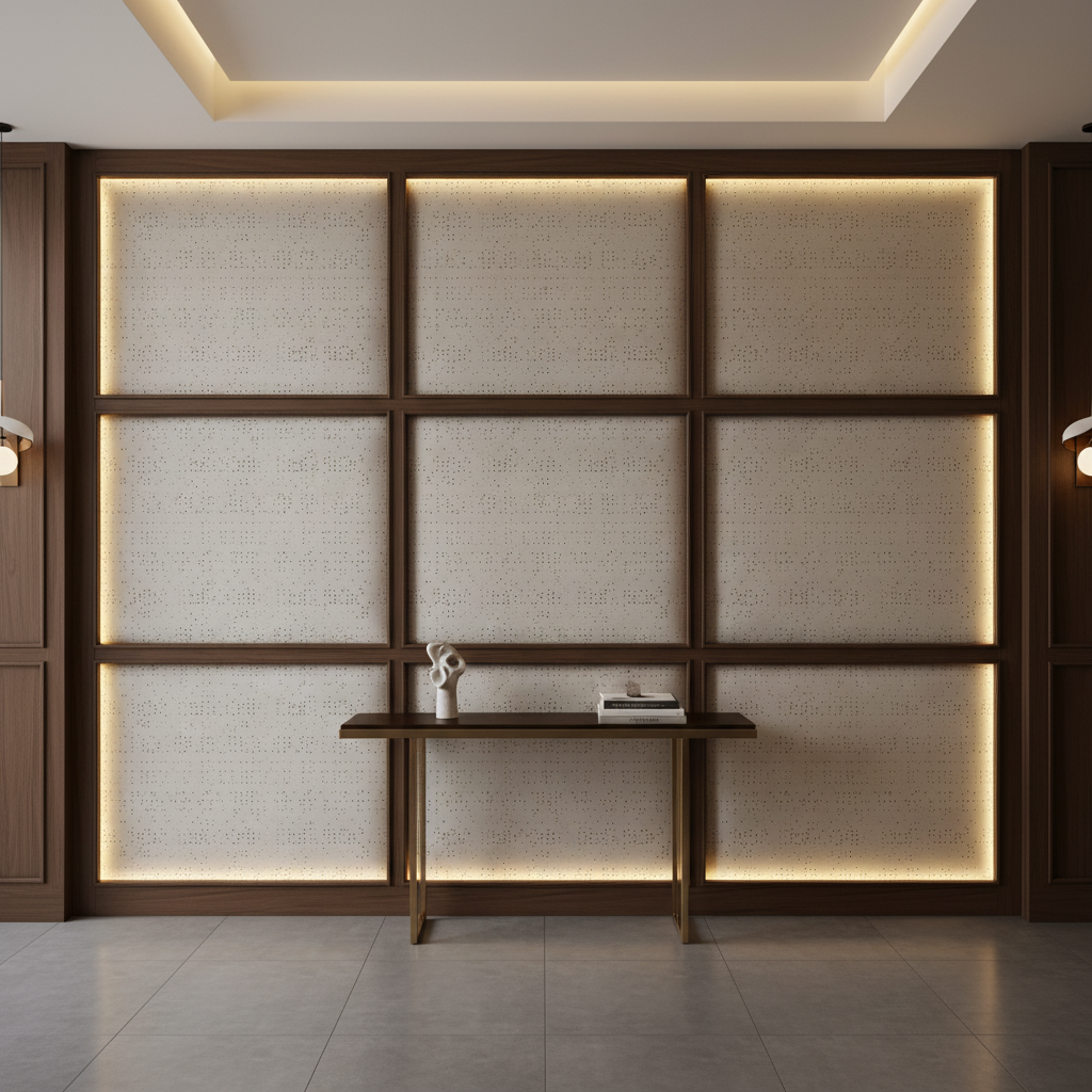 Analog - Oatmeal Etched Polyurethane Upholstered Wall Panel | Architectural Fabrics