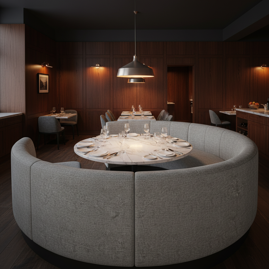 Aragon - Iron Ore Performance Vinyl Upholstered Banquette | Architectural Fabrics