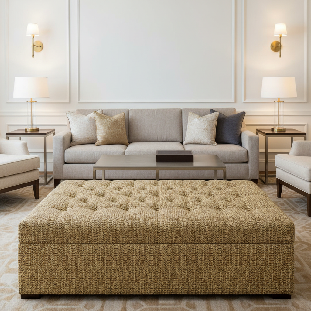 Turks Landing - Acorn Upholstered Ottoman | Architectural Fabrics