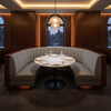 Fine Pebble Grain Soft Gray Upholstered Banquette | Architectural Fabrics