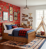 The Original Yeeha 1950's Cowboy - Red Baron Mid-Century Modern | Architectural Wallcoverings - Boys Adventure Bedroom Room Setting