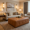 Aarden - Gingerbread Silicone Hybrid Upholstered Ottoman | Architectural Fabrics