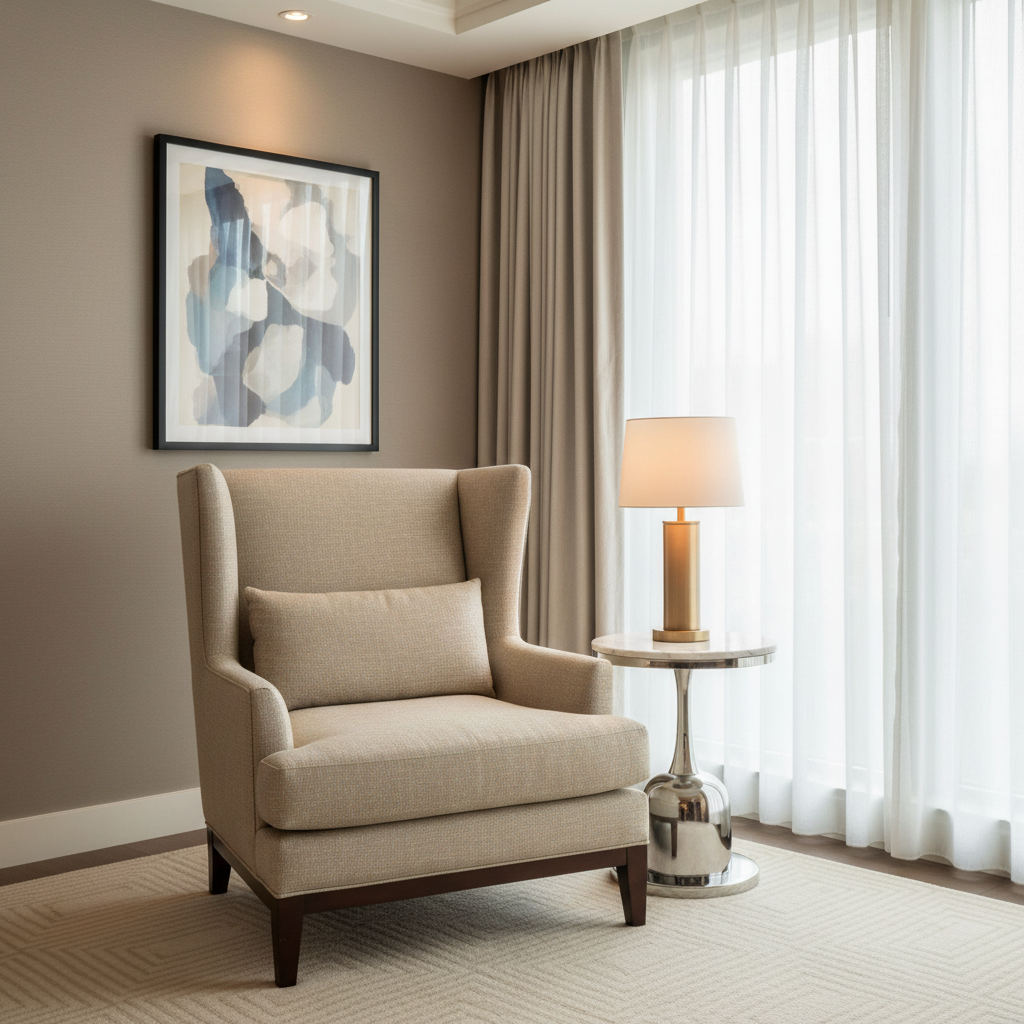Brushed Linen Weave Natural Linen Upholstered Chair | Architectural Fabrics