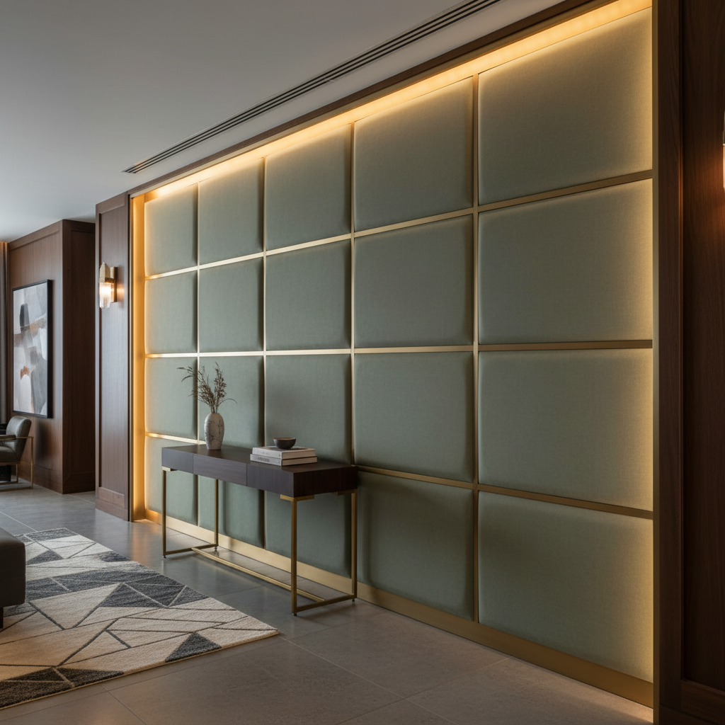 Necker Island - Pesto Upholstered Wall Panel | Architectural Fabrics