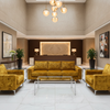 Crushed Velvet Texture Goldenrod Upholstered Sofa | Architectural Fabrics