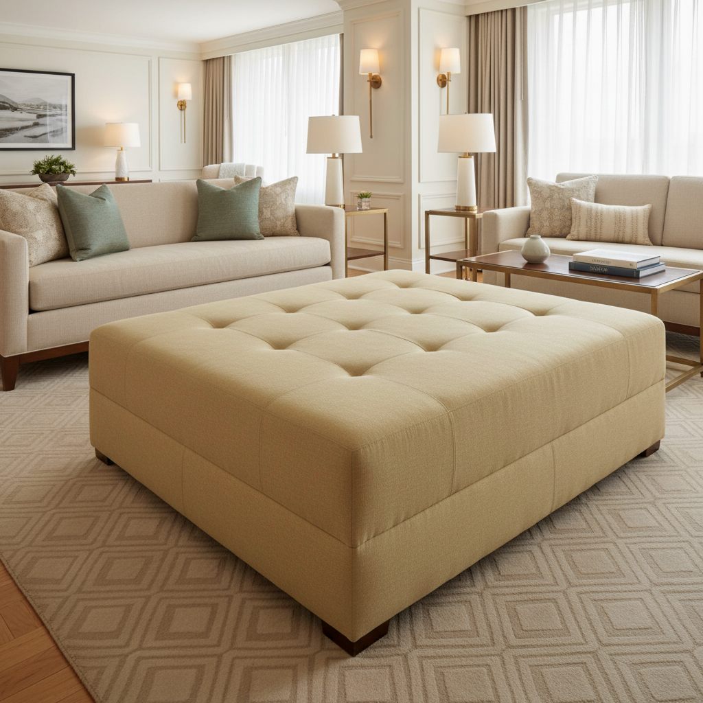 Nassau Gold - Shell Upholstered Ottoman | Architectural Fabrics