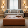 Fine Pebble Grain Burnt Sienna Upholstered Ottoman | Architectural Fabrics