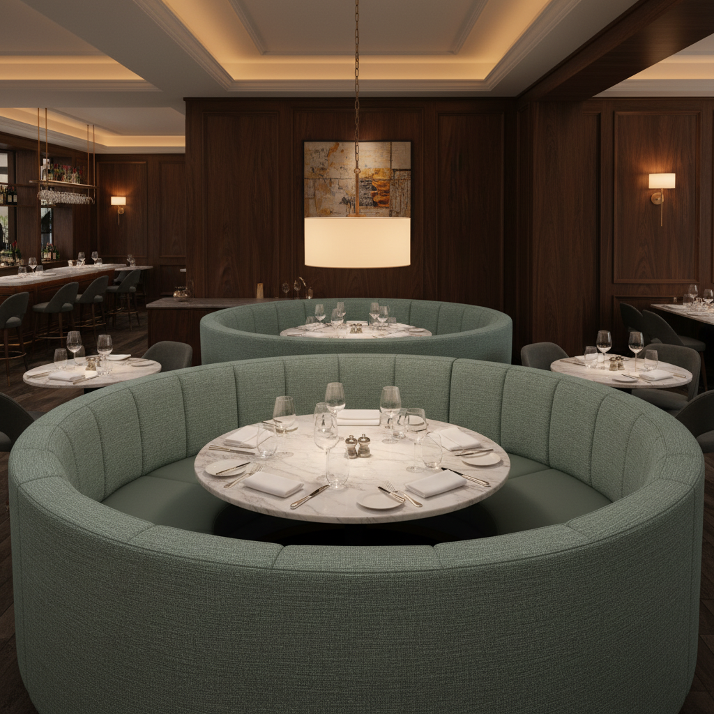 Fine Textured Weave Seafoam Green Upholstered Banquette | Architectural Fabrics