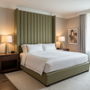 Smooth Pebble Grain Dusty Olive Upholstered Headboard | Architectural Fabrics
