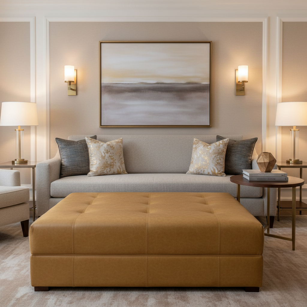Aarden - Golden Umber Silicone Hybrid Upholstered Ottoman | Architectural Fabrics