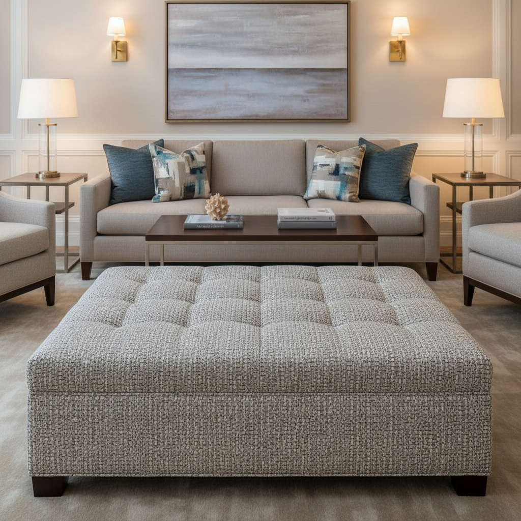 Turks Landing - Iron Upholstered Ottoman | Architectural Fabrics