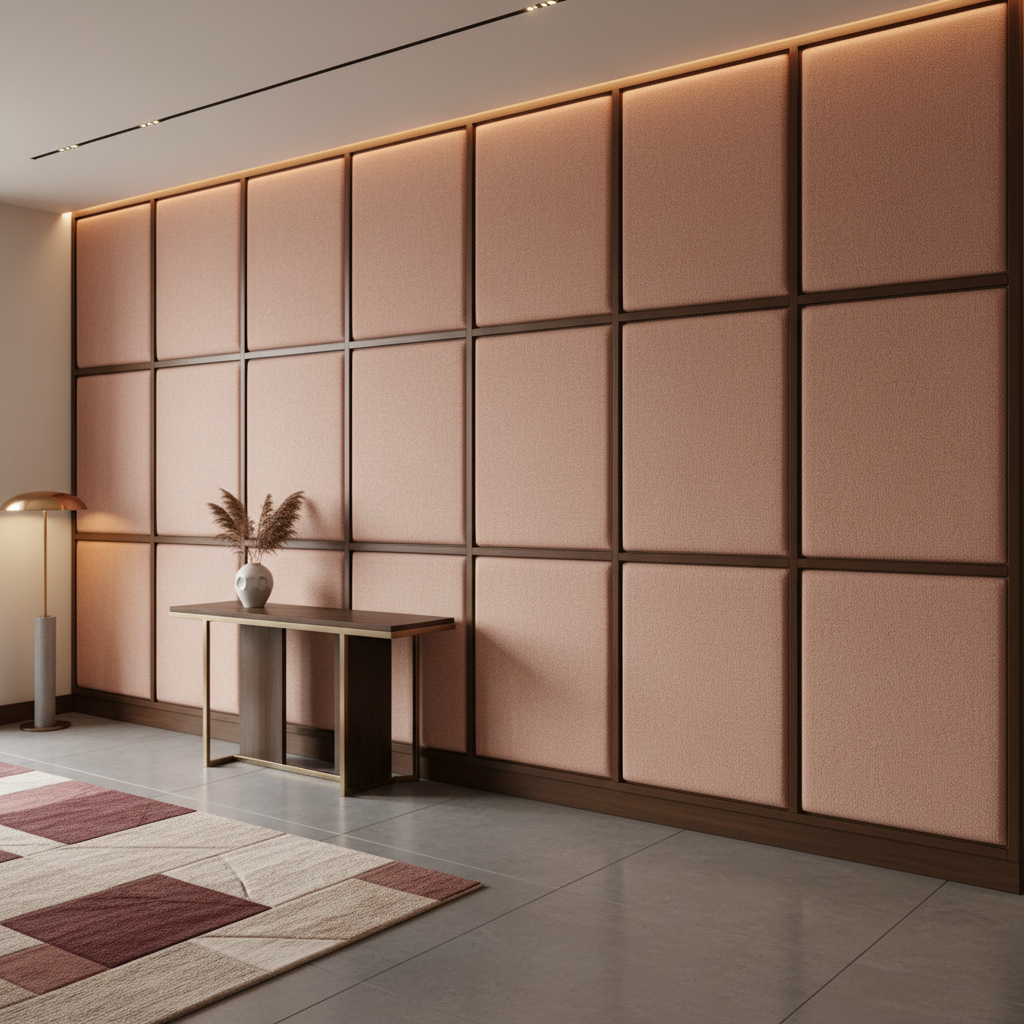 Fine Pebble Grain Rose Quartz Upholstered Wall Panel | Architectural Fabrics
