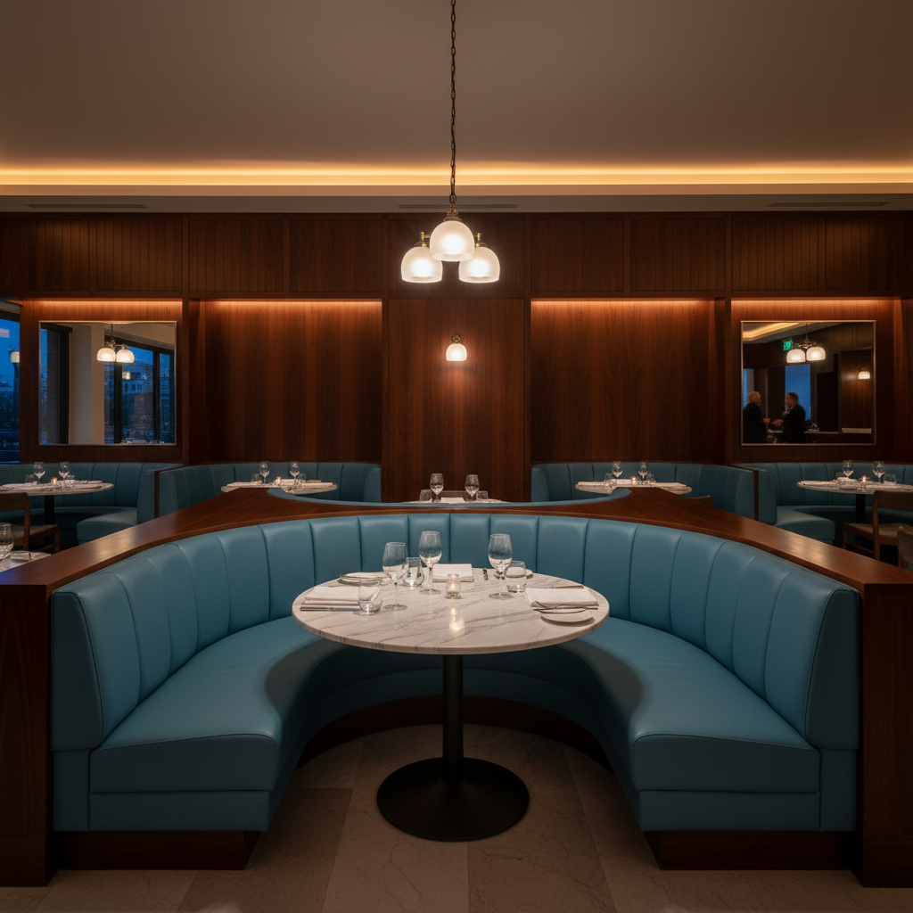 Pinnacle Rock - Sea Green Upholstered Banquette | Architectural Fabrics