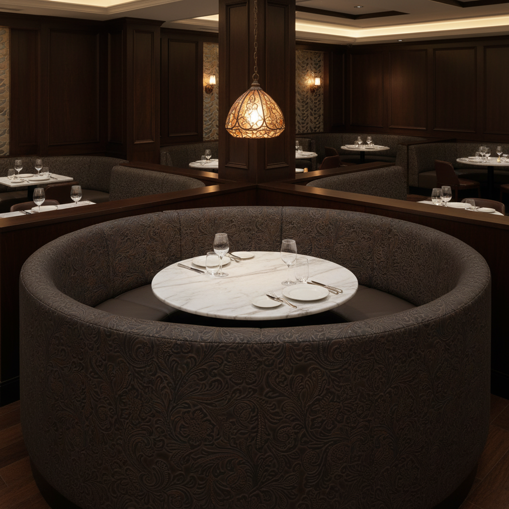 West Indian Lily - Dull Espresso Upholstered Banquette | Architectural Fabrics