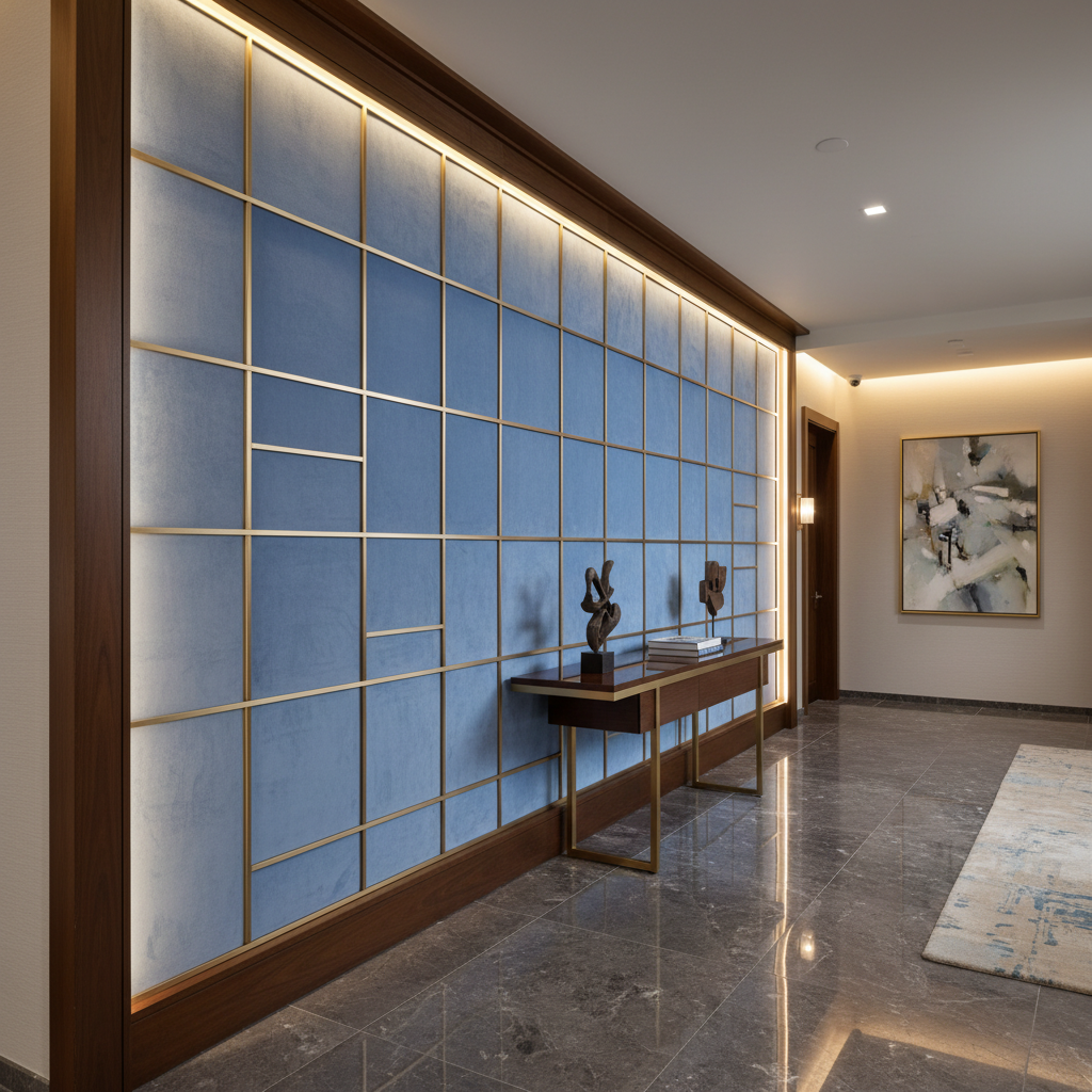 Ultrasuede Blue-Daisy -  Light Blue Upholstered Wall Panel | Ultrasuede Upholstery