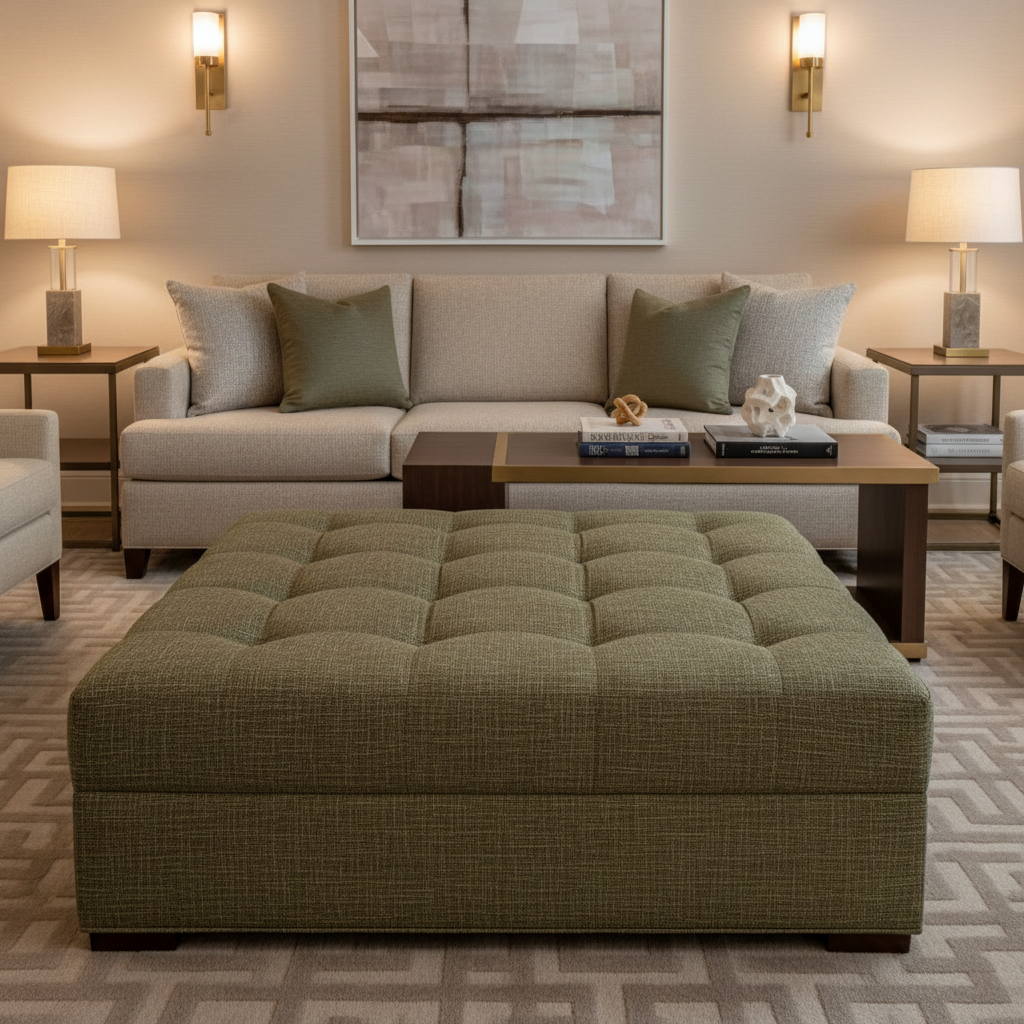 Rincon - Herb Upholstered Ottoman | Architectural Fabrics