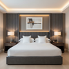 Brushed Vertical Texture Dark Graphite Upholstered Headboard | Architectural Fabrics
