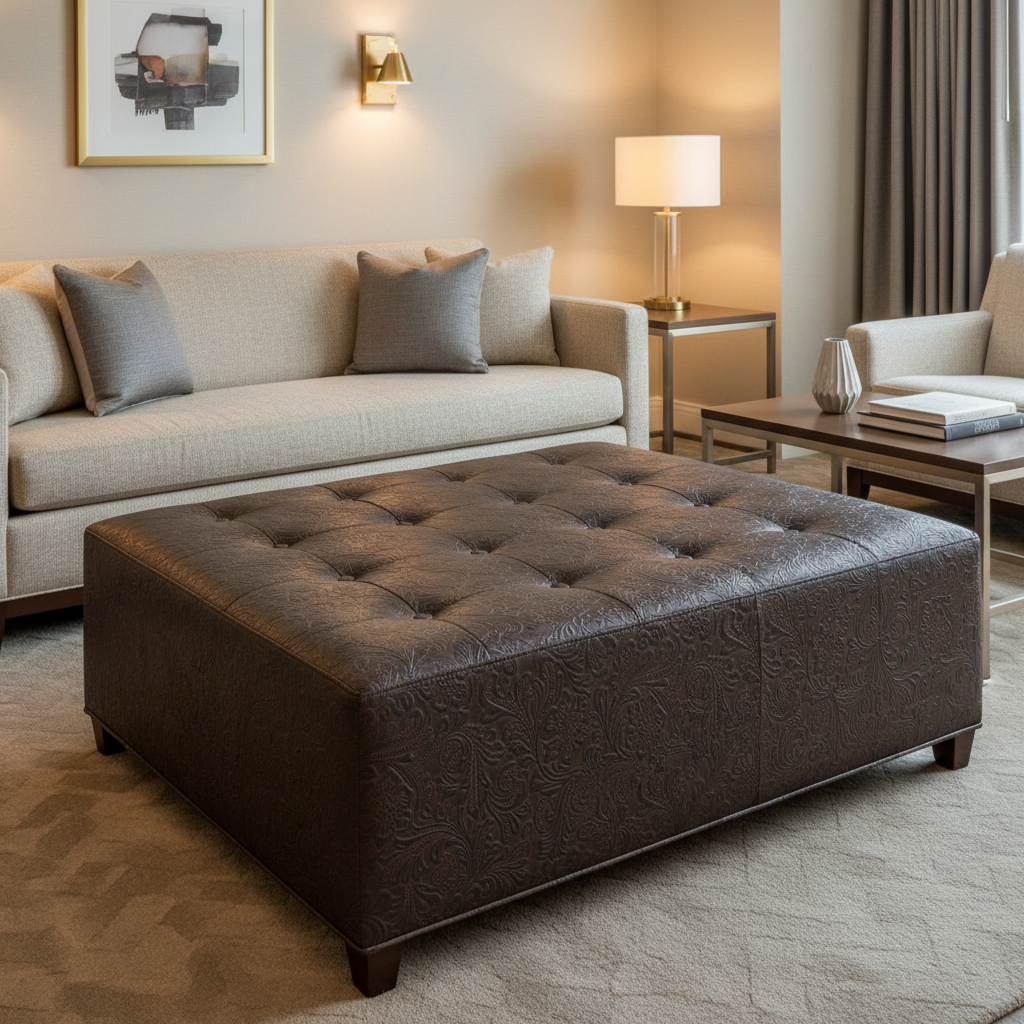 West Indian Lily - Dull Espresso Upholstered Ottoman | Architectural Fabrics
