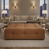 Subtle Woven Texture Russet Brown Upholstered Ottoman | Architectural Fabrics