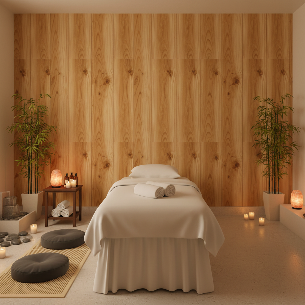 Bosa Marina Pine Wood Grain | Hollywood Wallcoverings - Healthcare Waiting Room commercial room setting