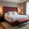 Subtle Linen Texture Deep Crimson Upholstered Headboard | Architectural Fabrics