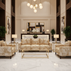 Crushed Velvet Texture Pale Champagne Upholstered Sofa | Architectural Fabrics