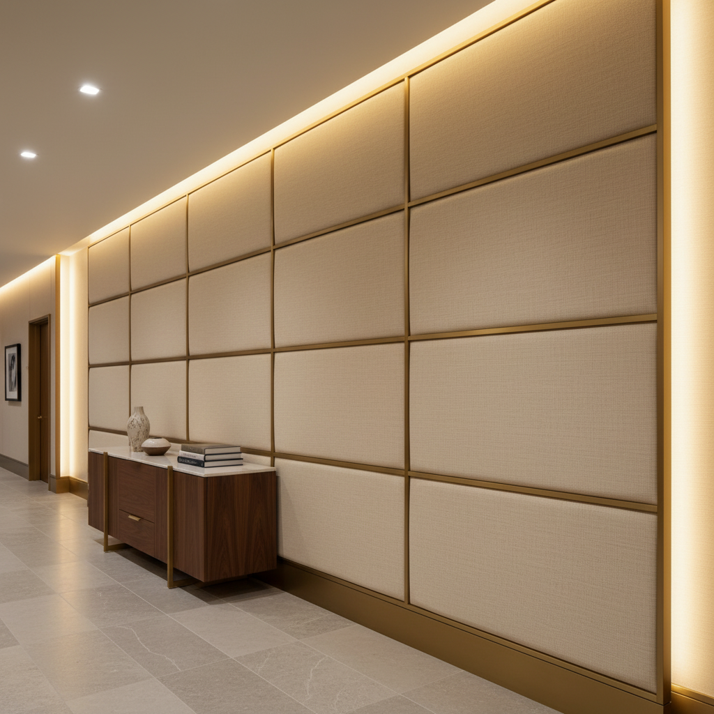 Aspect - Oatmeal Performance Polyurethane Upholstered Wall Panel | Architectural Fabrics