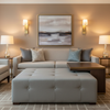 Smooth Pebble Grain Soft Gray Upholstered Ottoman | Architectural Fabrics
