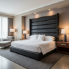 Embossed Reptile Scale Charcoal Black Upholstered Headboard | Architectural Fabrics