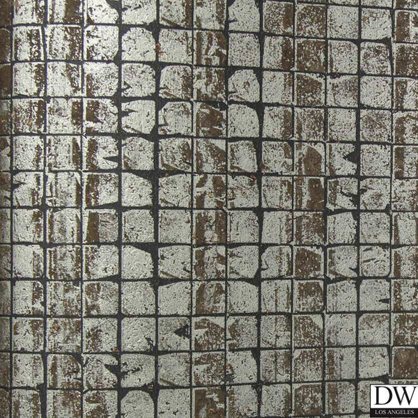 Bella Padua Brushed Steel Walls Brown Metallic Silver Memo Sample | Phillipe Romano