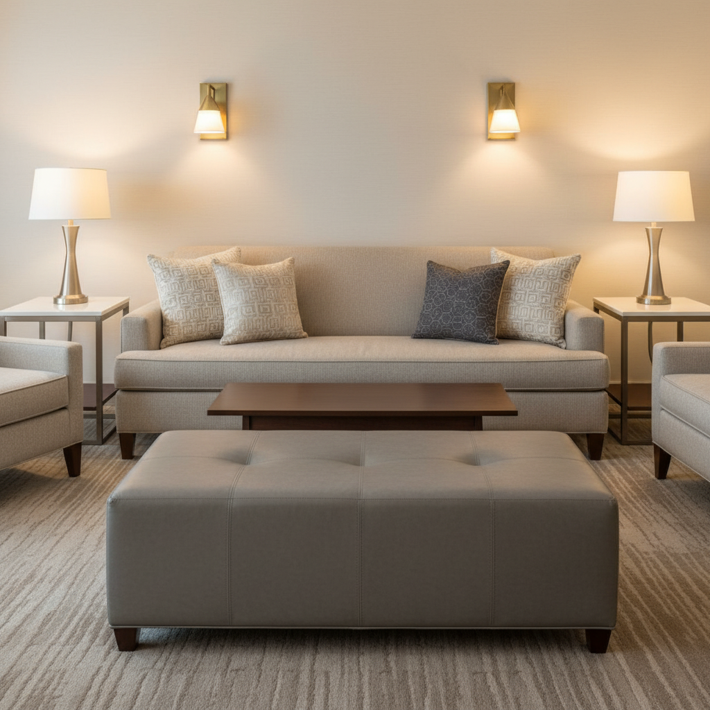 Runaway Bay - Raven Upholstered Ottoman | Architectural Fabrics