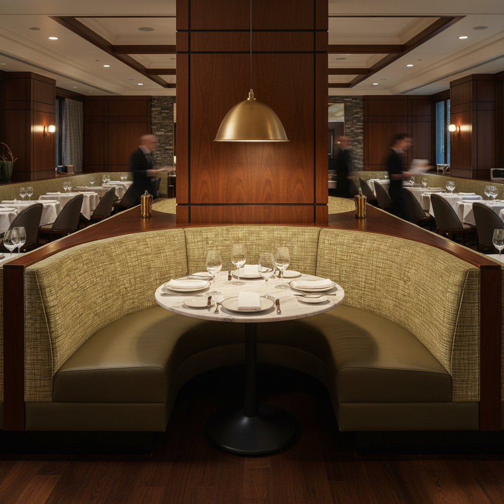 Woven Crosshatch Texture Soft Olive Upholstered Banquette | Architectural Fabrics