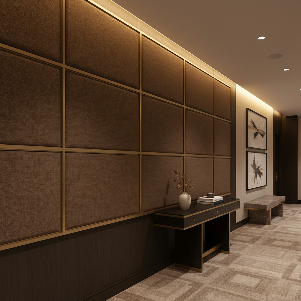 Fine Pebble Grain Dark Chocolate Upholstered Wall Panel | Architectural Fabrics