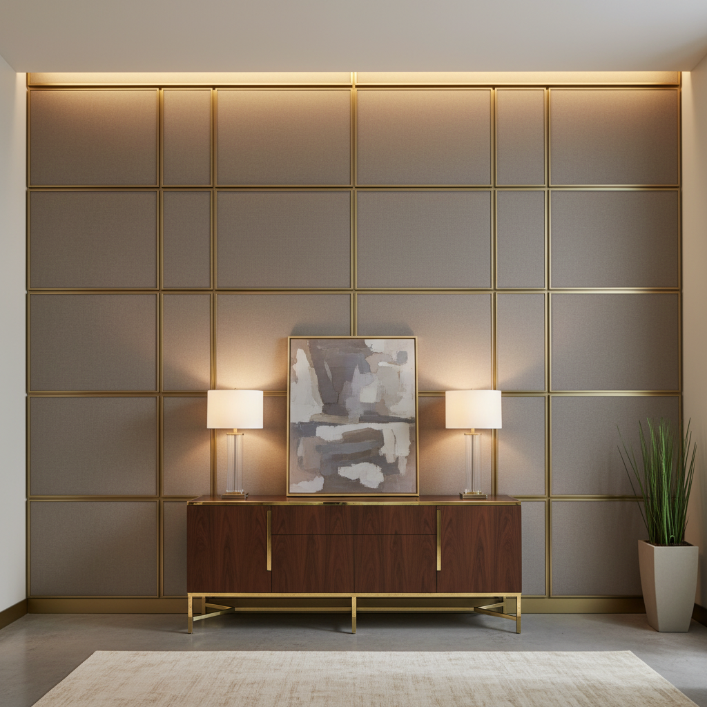 Smooth Pebble Grain Soft Taupe Upholstered Wall Panel | Architectural Fabrics