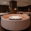 Woven Linen Texture Rose Quartz Upholstered Banquette | Architectural Fabrics