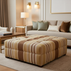 Sugar Mill Stripe - Moonbeam Upholstered Ottoman | Architectural Fabrics