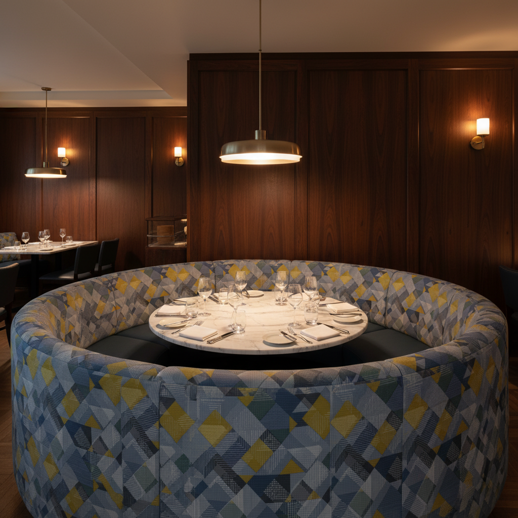 Trellis Bay - Limeade Upholstered Banquette | Architectural Fabrics