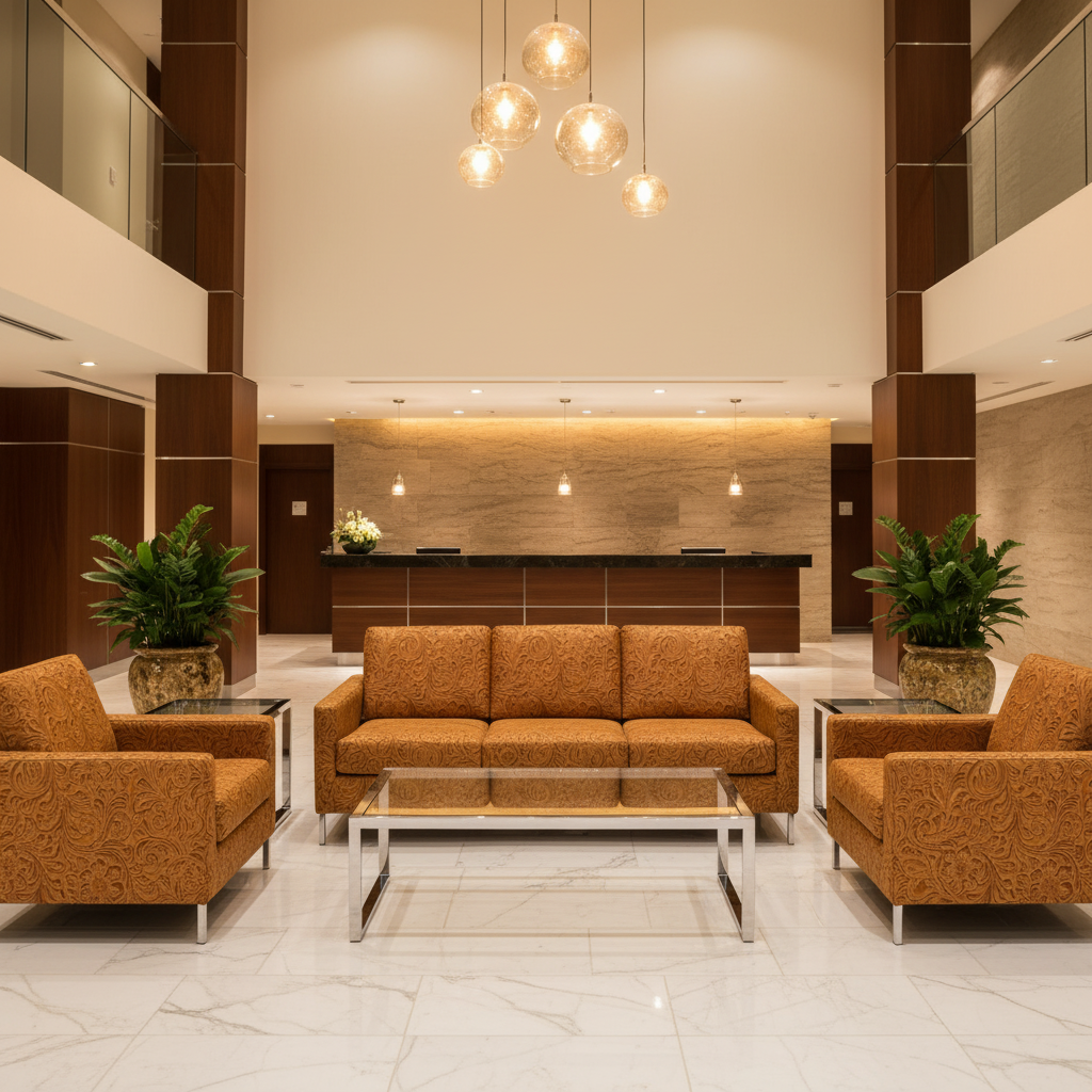 West Indian Lily - Peanut Brittle Upholstered Sofa | Architectural Fabrics
