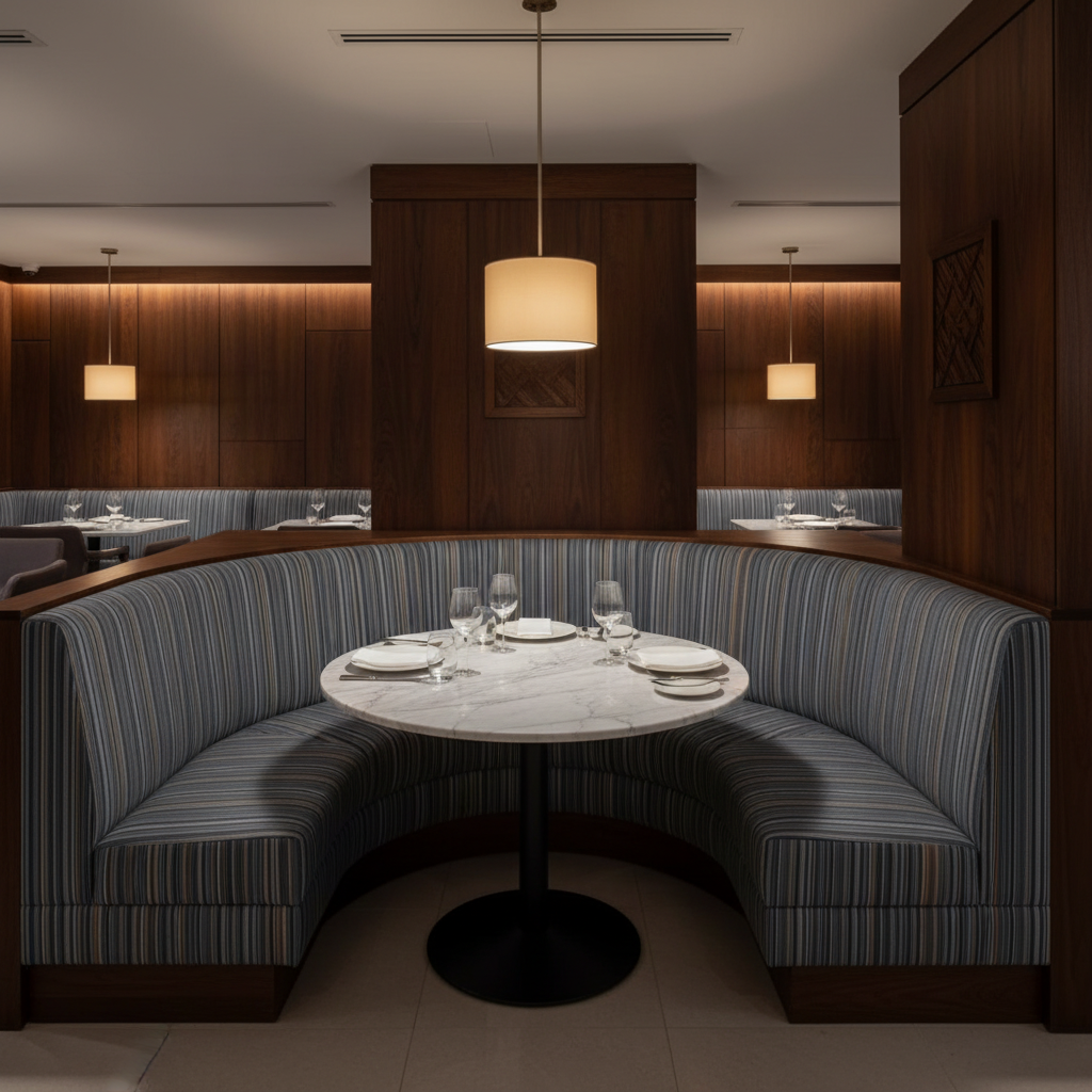 Sandy Point Stripe - Harbor Upholstered Banquette | Architectural Fabrics
