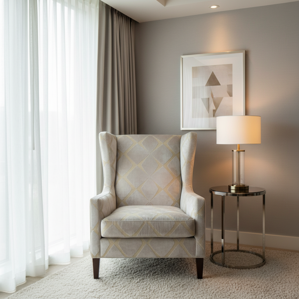 Diamond Velvet Texture Iced Pearl Upholstered Chair | Architectural Fabrics